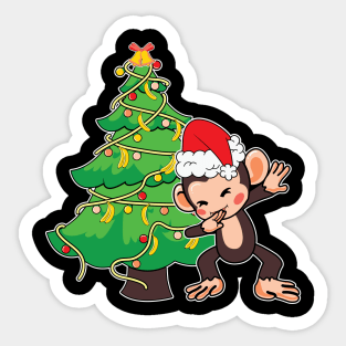 Dabbing Kawaii Monkey Christmas Tree Sticker